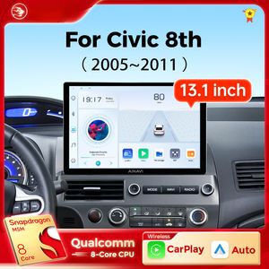 13,1 pouces pour Civic 8th Gen 2005 2006 2007 2009 2009 2010 2011 Car DVD Radio Wireless Carplay Android Auto 4G Multimedia WiFi