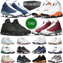 Avec la boîte 13s Flint Men Chaussures de basket-ball Flint Black Cat Célestine Bleu Blé Blé Bid Bred Bred Game Reverse Game Royal Sports Mens Trainer Designer Sneaker