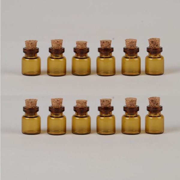13 * 18 * 6 mm 06 ml Mini botellas de vidrio marrón con corcho Frascos de vidrio pequeños vacíos Frascos Botella de regalo pequeña 100 unids / lote Envío gratis Lwmwp