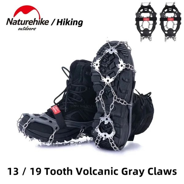 Crampones de escalada antideslizantes de 13 y 19 dientes, garras para hielo para exteriores, pinzas para nieve, calzado para senderismo, empuñaduras para botas, cadena con punta 240112