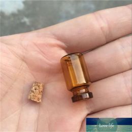 13*24*6 mm 1 ml Top Amber Glass -flessen met kurk lege kleine glazen flesjes potten kleine wensen fles 100 van