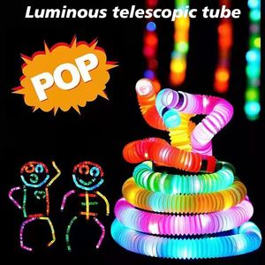 Fidget Toys Tubo telescópico luminoso Sensory Twist Tubes Descompresión Juguete Estrés Ansiedad Alivio Luces Parpadeo Iluminación nocturna Atmósfera Fiesta Línea Concierto