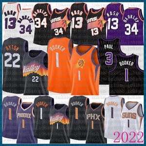 13 34 22 Devin Booker Chris Paul Baloncesto Jersey 1 3 Steve Nash Charles Barkley DeAndre Ayton Phoenixs Sol Azul rojo