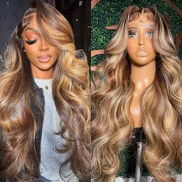 13*4 Hoogtepaard Wig Human Hair Body Wave OMBRE HUSH HAAR Pruik 13*6 360 HD Lace Front Wig Braziliaans 4/27 Honing Blonde gekleurde pruiken