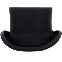 13 5cm de alto 100% sombrero de copa de lana satén forrado presidente fiesta hombres fieltro Derby sombrero negro mujeres hombres Fedoras226Q