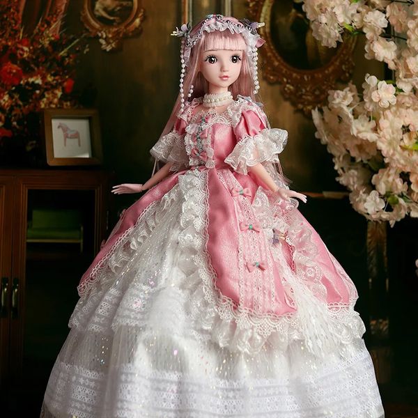 13 Big Princess BJD 3D Ojos se pueden cerrar Bjd Doll 70 cm 21 articulaciones Vestido móvil Up House Playhouse Girl Dolls Juguete Regalo de cumpleaños 240123