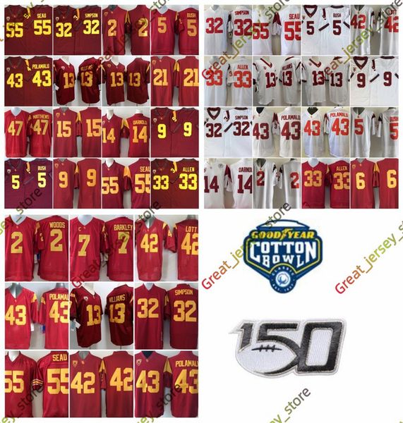 13 Caleb Williams USC College Football Jersey 42 Ronnie Lott 3 Marcus Allen White 32 OJ Simpson Red 55 Junior SEAU 5 Reggie Bush Mensy Jersey 2024 hommes