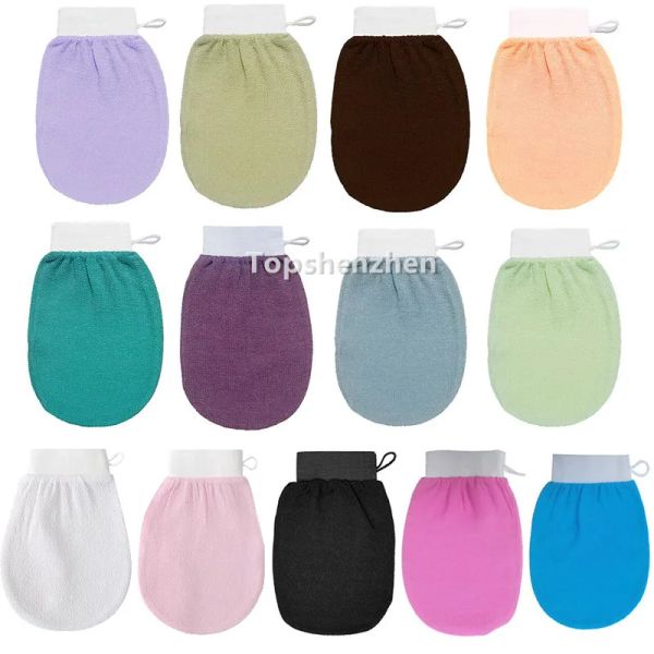 13 cepillos de baño de colores Guante de fregado Hammam Guantes exfoliantes de doble cara Marruecos Toalla Exfoliante Exfoliante Mitt Magic Peeling Bronceado Quitar ZZ