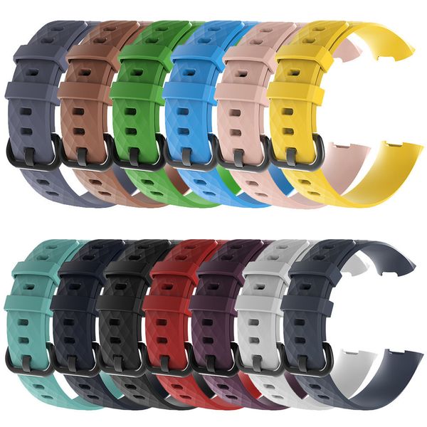 13 Couleur S L Deux Taille pour Fitbit Charge 3 Bracelet Hommes Femmes remplacement Bracelet bande de silicone motif diamant Smartwatch Accessies