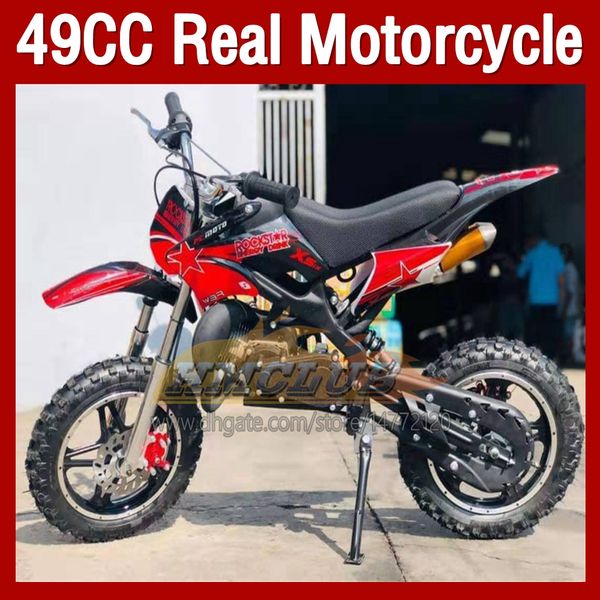 13 colores 49cc Real Superbike Mini ATV Off-Road Mountain Bike Motorcycle Small 2 Stroke Vehicle Hill Beach Sports Sporter Scooter Adulto Dirt Bike Bike Boy Girl Birthday Gifts