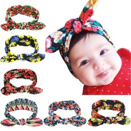 13 Kleuren Baby Meisjes Hoofdbanden Bloemen Bunny Haarband Bohemen Tulband Knoop Konijn Oor Kroegreer Hoofdbanden Hoofddeksels Kids Haaraccessoires