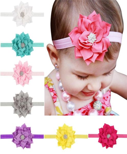 13 couleurs Baby Girls Bandons Lotus Flower Rignestone Bandage Bandi