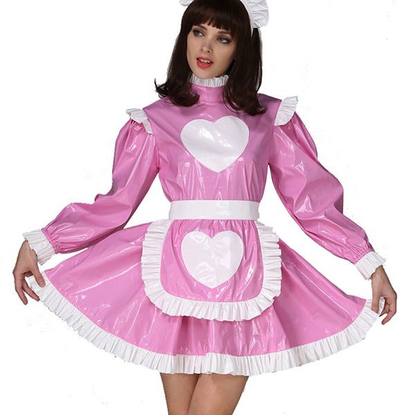 Robe Lolita plissée à manches longues, 13 couleurs, motif cœur, Anime, ligne a, à volants, Costume de Cosplay pour femme de ménage