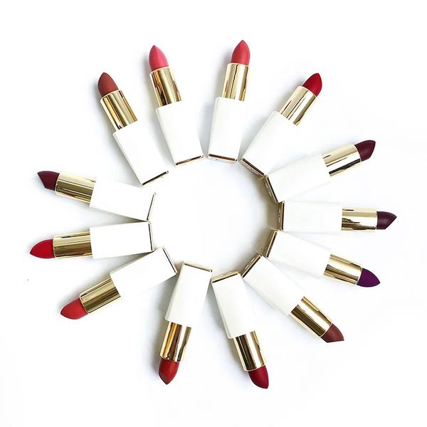 13 couleurs de marque privée solide rouge à lèvres personnalisé en vrac hydratant Pigmemt étanche brillant carré blanc tube couverture magnétique maquillage 231229