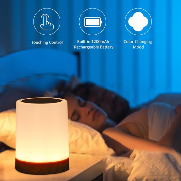 13 colores Control de control Luz nocturna de la noche con modos de iluminación remotos Función de temporizador USB Lámpara de mesa dimmable recargable