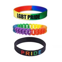 13 Diseño LGBT Silicona Arco iris Pulsera Favor de fiesta Pulsera colorida Orgullo Pulseras DHL al por mayor