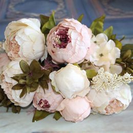 13 cabeças falsas peônia artificial seda decorativa flores de festa para casa el casamento escritório decoração de jardim estilo europeu315z