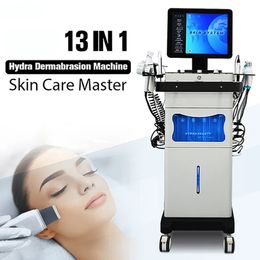 13 en 1 H2O Dermabrasion Machine faciale Aqua Face Clean Microdermabrasion Équipement professionnel pour le visage à l'oxygène Crystal Diamond Peeling à l'eau