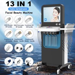 13 IN 1 Hydro Équipement facial Fractionnel RF Anti-rides Tendeur de la peau Microdermabrasion Rajeunissement de la peau Élimination des têtes noires Machine de beauté multifonction