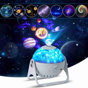 13 en 1 LED Star Night Lights Galaxy Girar Planetario Starry Sky Proyector Lámpara Niños Dormitorio Decoración Nightlights HKD230704