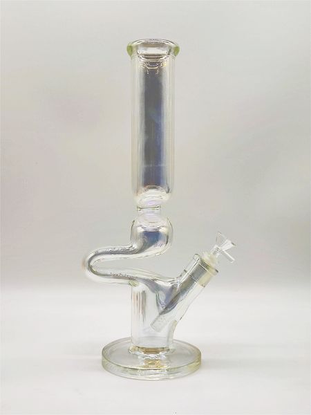 9 pulgadas de espesor de 9 mm a gran escala de vidrio con cabeza a gran escala Tintado Rainbow Hookah Glass Bong Dabber Rig Recycler Irregular Bentover Agua Bongs de 14 mm Usa de EE. UU.