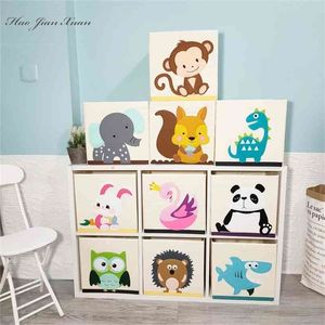 13 pouces Cube Oxford tissu boîtes de rangement lavable motif animal enfants jouets panier bacs placard organisateur étagère armoire bibliothèque 210922