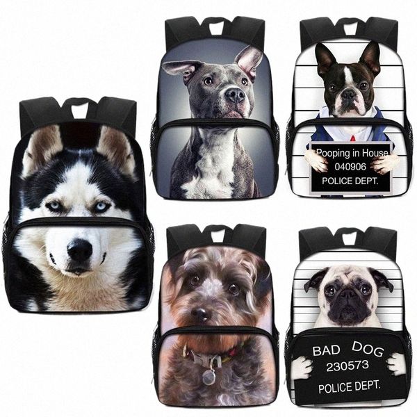 13 pulgadas Lindo Bulldog Francés Bolsa Escolar Malo Perro Culpable Niños Bolsas de Kindergarten Niños Niñas Mochila para Adolescente Mochila Mochila Y7NK #