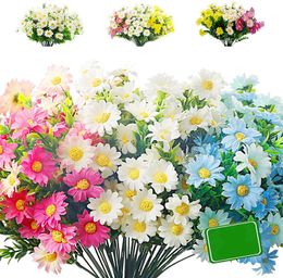 Daisies de 13 pouces fleurs artificielles fausses fleurs de marguerite colorées plante plante à la verdure résistante aux plantes pour la vitre du porche de mariage du jardin.