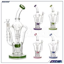 Vidrio con vaso de 13 pulgadas con pipa de agua fumador de vidrio Bubbler Hookah Tipes Recycler Bong Oil Dab Rig con tazón de 14 mm