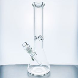 Narguilé en verre borosilicate de 13 pouces de haut, bécher épais en surpoids pistolet à fumée triangulaire transparent lisse tige de grand diamètre GB-655