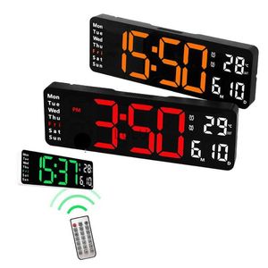 Reloj de pared con pantalla digital LED grande de 13 pulgadas Decoración del hogar Control remoto Temperatura Hora Fecha Semana Apagado Temporizador de memoria HKD230825 HKD230825