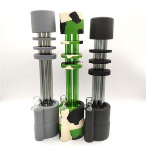 13 pulgadas Gatling Silicone Bong Water Pipe Wwith 6 Glass Gun Tubes Gatling Bongs Silicone Pipe 14mm Joint 3 Colors Elija Venta caliente