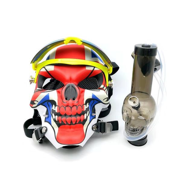 les États-Unis populaires narguilés couleur impression gel de silice masque pipe à eau crâne eau bongs masque lentille fumer Dab Rigs