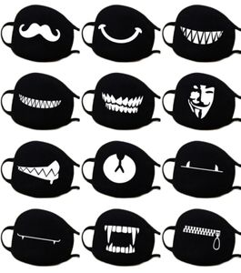 13 types de motifs femme hommes dessin animé drôle de coton noir bouche noire à moitié visage souple antifiograv