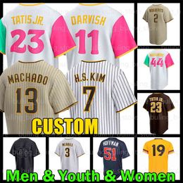 23 Fernando Tatis Jr. Jersey de béisbol HA-Seong Kim Manny Machado Padres Yu Darvish Xander Bogaerts Jackson Merrill Joe Musgrove Jake Cronenworth San Diegos Tony Gwynn