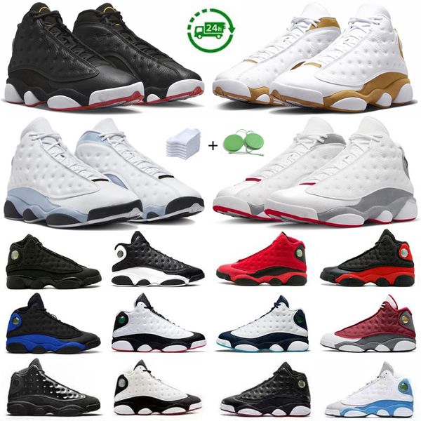 13 hommes chaussures de basket-ball 13s Sneaker blé loup bleu gris noir Flint Université française Brave bleu obsidienne Playoffs chat noir hommes formateurs baskets de sport 40-47