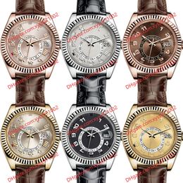 13 modèle Mode montre pour homme 2813 montre mécanique automatique 326135 42mm cadran or rose acier inoxydable verre saphir bracelet en cuir marron montre-bracelet 326138 montres