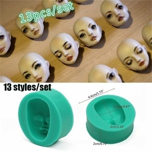 13 Modello 3D Bambole Faccia Stampo in silicone Spugna Torta fondente Choolate Strumento di cottura Baby Face Mold Y200618