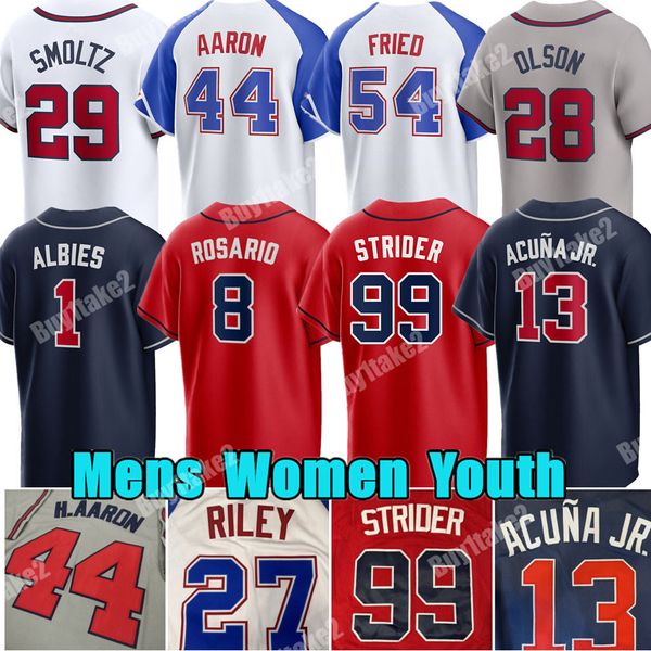 Custom 13 Ronald Acuna Jr. Chris Sale Baseball Jersey Austin Riley Matt Olson Atlantas Michael Harris II Spencer Strider Ozzie Albies Max Fried Braves Jarred Kelenic