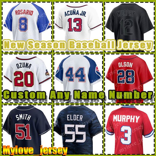 13 Ronald Acuna Jr Matt Olson Jerseys Béisbol Bravos Ozzie Albies Orlando Arcia Sean Murphy Atlanta Chris Sale Max Fried Dale Murphy Spencer Strider Jones