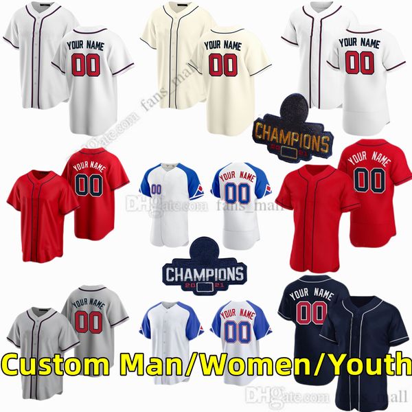 13 Ronald Acuña Jr. S-6XL Jersey de béisbol personalizado 27 Austin Riley 7 Dansby Swanson Chipper Jones Victor Rosario Deion Sanders Hank Aaron Ozzie Albies Harris II Jerseys