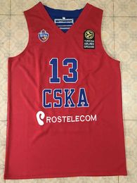 # 13 SERGIO RODRIGUEZ CSKA MOSCOW maillot de basket rouge broderie cousue personnalisé n'importe quel numéro et nom