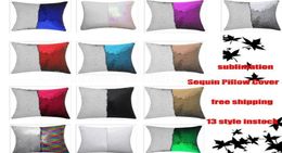 13 style sirène taie d'oreiller paillettes taie d'oreiller sublimation coussin jeter taie d'oreiller taie d'oreiller décorative qui change de couleur Gif7326045