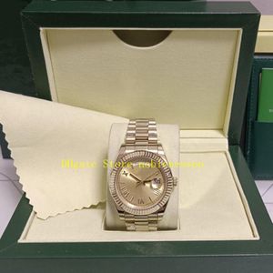 13 Style Real Photo with Box Men kijkt automatische herendatum 40mm geel goud champagne Romeinse dial Bracelet Asia 2813 Beweging wa 244k