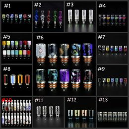 13 styles de flux d'air en acier inoxydable à large alésage crâne 510 Ego Drip tips Pyrex verre métal pierre de jade turquoise Drip tip résine embout en céramique