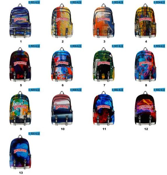 Mochila con pintura de tinta 3D para cigarros Backwoods de 13 estilos para hombres y niños, bolsa de viaje con 2 correas para ordenador portátil, bolsos para hombros escolares 6455177