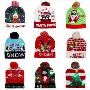 13 styles chapeau d'éclairage de Noël hiver tricot en tricot chauds de bonnet de cocotte