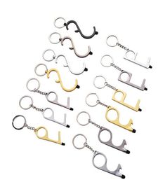 13 Styles Metal Safety Touchless Press Lift Gereedschap Hele sleutel Hook Handen Deurhandgreep Opener Tool Key Ketting Keyring4574202