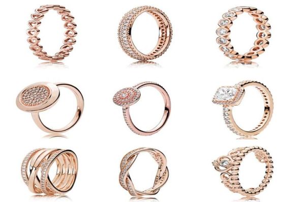 13 Styles Solide 925 Argent Rose Or Élégance Intemporelle Amour Éternel Anneaux Tressés Pour Les Femmes Cadeau De Mariage Fine Europe Jewelry7078561