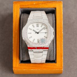 13 stijlen Topkwaliteit Horloges RRF 40mm Nautilus 5711 Full Diamonds Cal.324 Automatische Herenhorloge White Dial Diamond Steel Armband Gents Sport Horloges